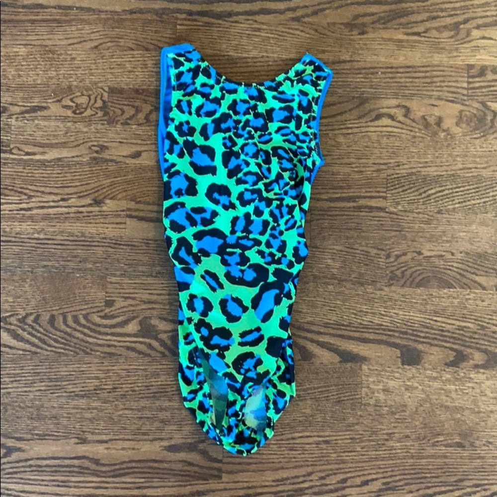 open back leopard leotard gymnastics